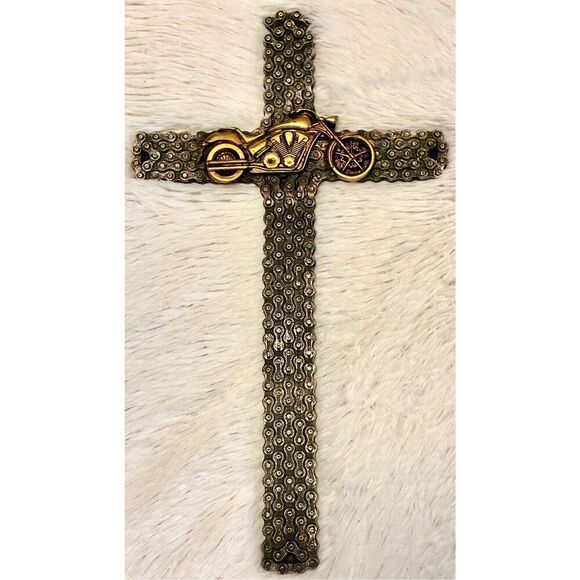 NWOT Montana West 18” Western Rustic Motorcycle Biker Chain 3-D Wall Cross - Picture 5 of 8